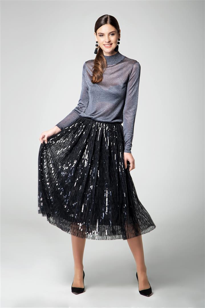 Black glitter midi skirt hotsell