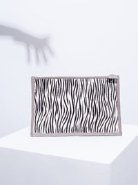 Red mirror leather and zebra clutch