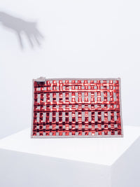 Red mirror leather and zebra clutch